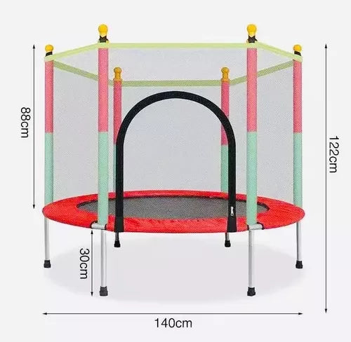 Cama Elastica Niño Trampolín 140 Cm Diámetro Cobertor Red