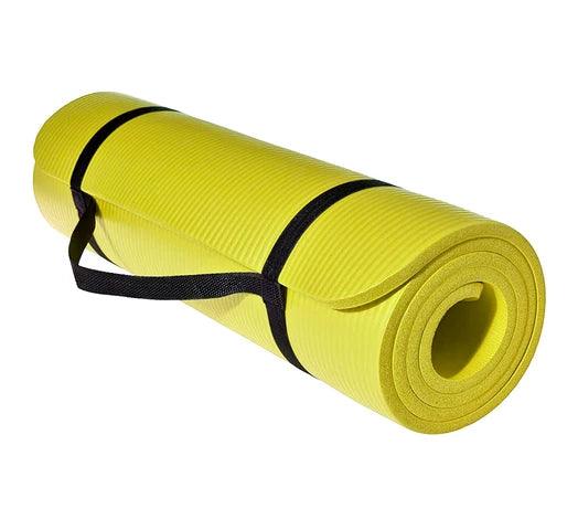 Alfombra Mat de Yoga 1cm Espesor con Superficie Antideslizante + Cinta de Transporte - Amarillo - #𝑼𝑺𝒉𝒐𝒑