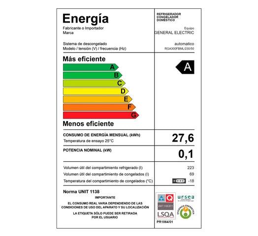 Refrigerador GE RGA300 Inox Eficiencia A Capacidad 300L Frío Seco Dispensador de Agua Fábrica de Hielos Ice Twist - Tienda Universo